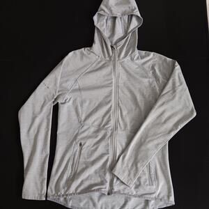H&M Sport Hoodie Women's L, Light Gray Full Zip Athleisure Thumb Holes Pockets